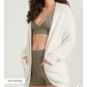 Altar’d state fuzzy white Jenny cardigan, size M
